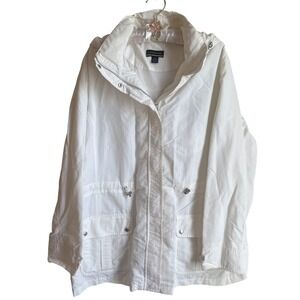 Lands End Nylon Off-white Hooded Lightweight Jacket Plus Size 2X Women's